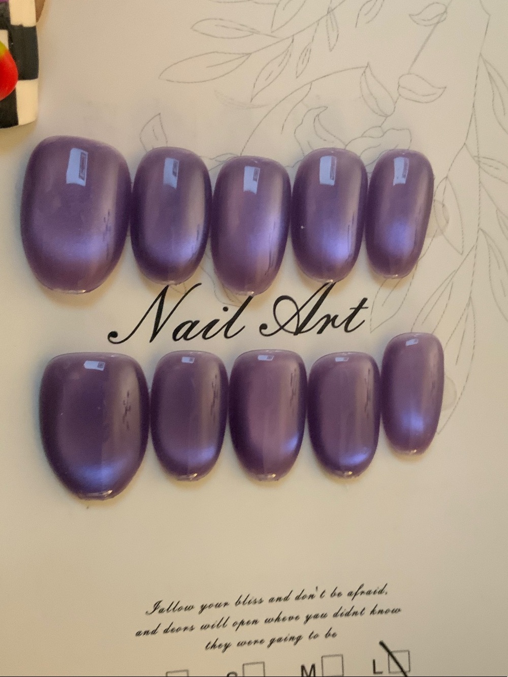 Custom Made L Short Shimmery Purple Cat’s Eye nail set